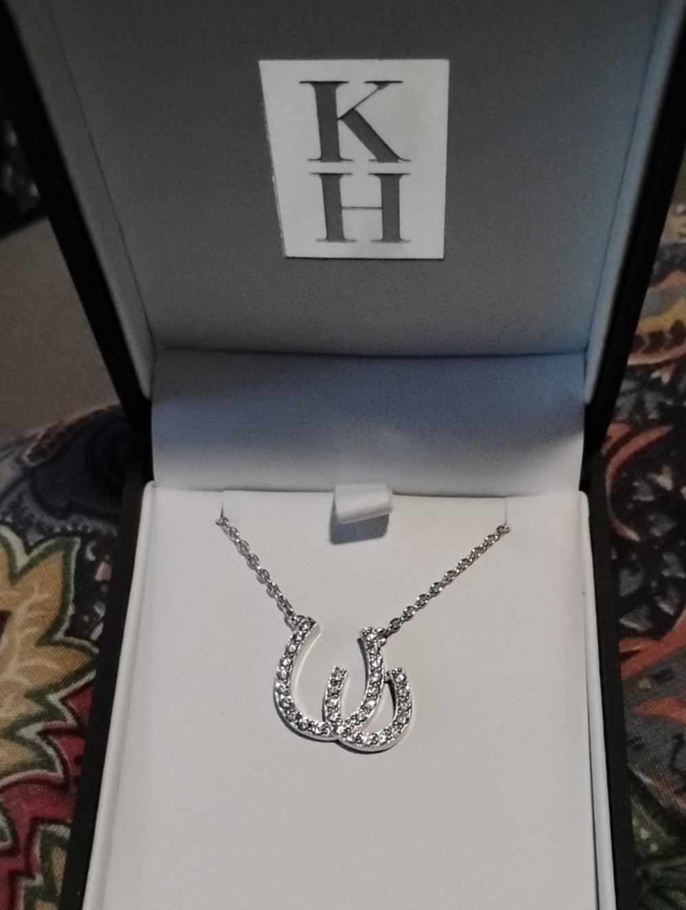 Sterling Silver Crystal Double Horseshoe Necklace
